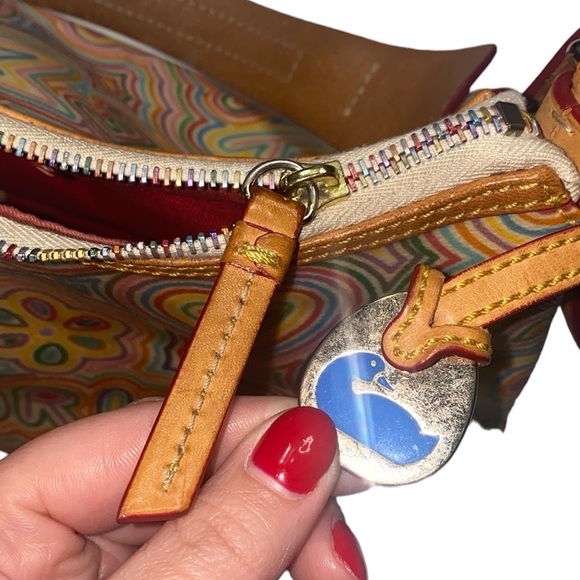 Vintage Dooney & Bourke Tan/Rainbow Hobo Shoulder Bag - Picture 8 of 17